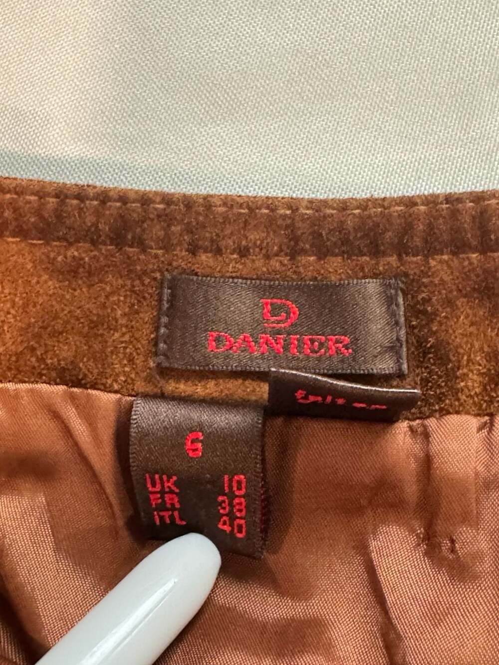 Y2K Suede Leather Mini Skirt Western Boho 70s Moto Brown Women’s Size 6 - Picture 3 of 12